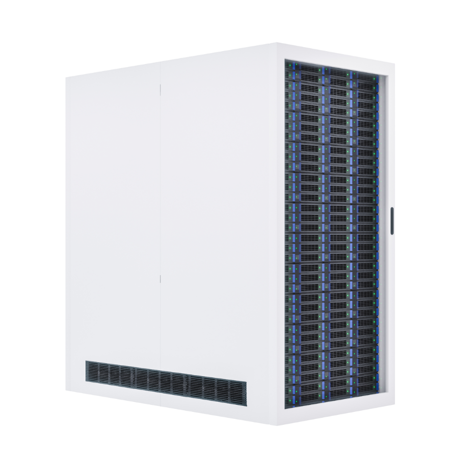 White modern server rack for data centers